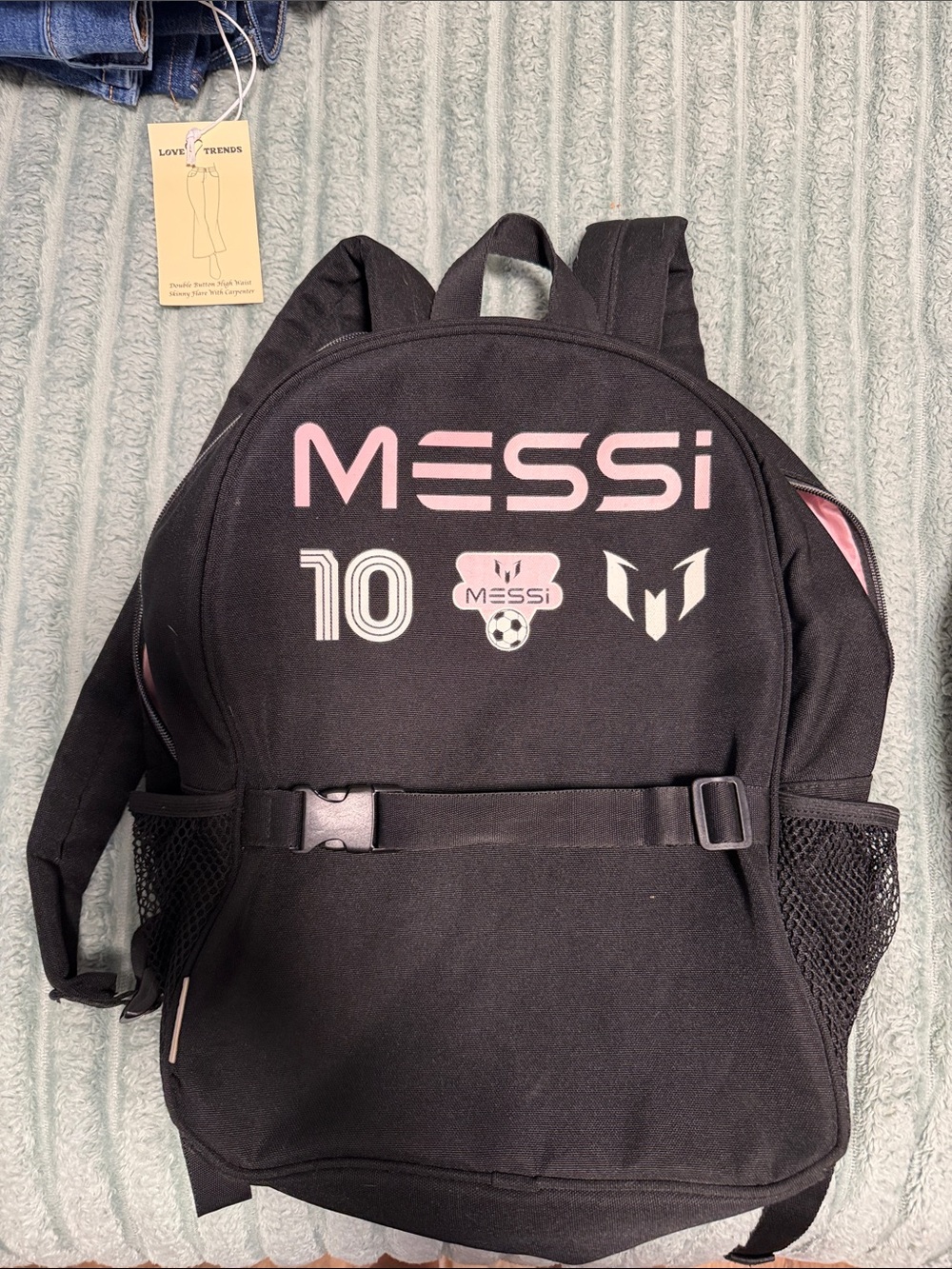 MESSI Kids Black and Pink Sports Backpack